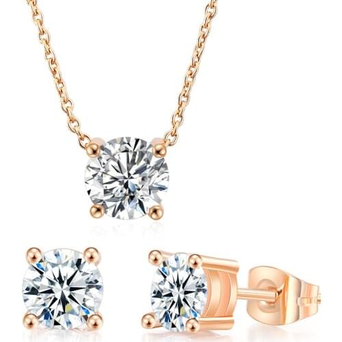 Wedding Jewelry Set For Women Bridal Korean Style Round Zircon Collar Choker Chain Necklaces Earrings Fashion Jewelry 2021 S565