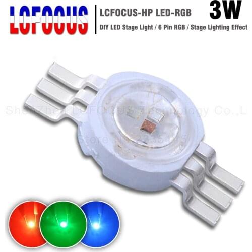 Super Bright 3W RGB LED Chip COB Beads 6 Pin Full Color 1W 30MIL Red Green Blue Stage Lighting Effect For DIY DMX Stage Light