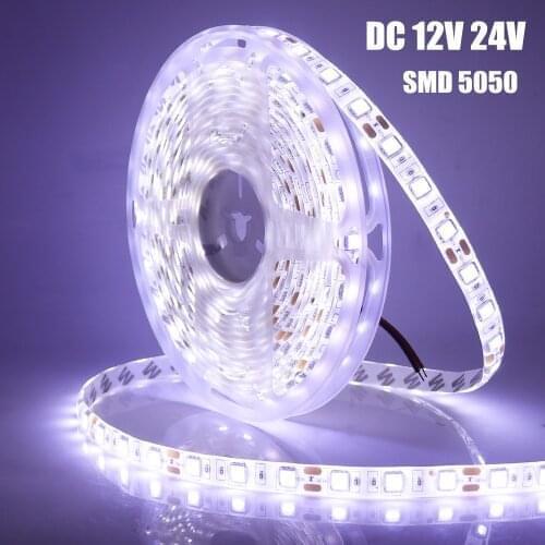 5m 5050 RGB Led Strip DC 12V/24V Lighting 60leds/m IP21 IP65 Waterproof White/Warm White/Red/Blue/Green Flexible Tape LED Light