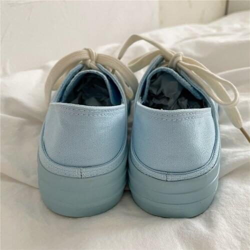 Maggies Walker Women Fashion low-top Casual Shoes Lacing Canvas Casual Shoes Spring Candy-colored Platform Shoes Size 35~40