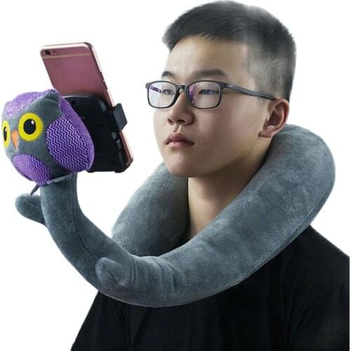 Memory Foam U Shaped Travel Pillow Neck Support Head Rest Phone Holder Soporte Para Telefono Movil Mobile Accessories Telephone