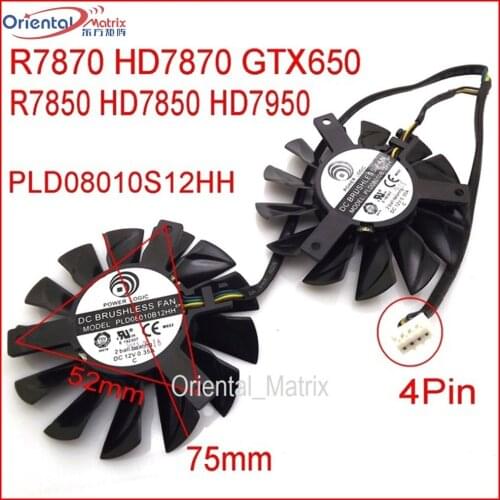 Free Shipping 2pcs/lot PLD08010S12HH 12V 0.35A 75mm For MSI Hawk Twin Frozr GTX650 HD7950 R7870 HD7870 Cooling Fan