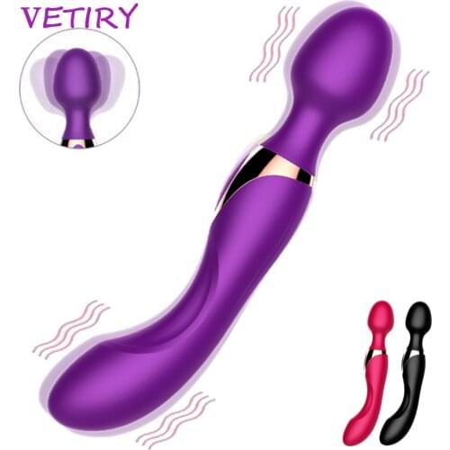 VETIRY G-spot Clitoris Stimulator Powerful Big Dildo Vibrator Dual Head Vibrator Magic Wand Body Massage Sex Toys for Women