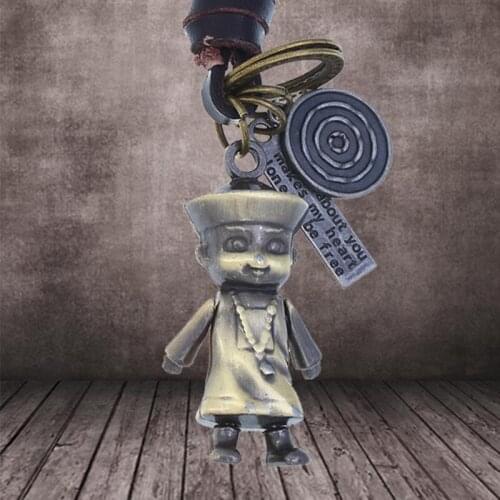 Punk Vintage Zombie Keychain Pendant Suspension Leather Key Chain Keyring Charms For Keys Car Keys Accessories