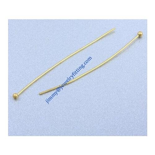 All kinds of jewelry findings wholesale Raw brass metal Ball Pins 0.6*44mm with 2mm beads