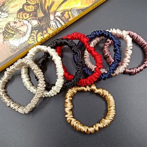 100% Pure Silk Womens Hair Scrunchie Hairband 1cm wide Elastic Band Ponytail Holder Hair Accessories