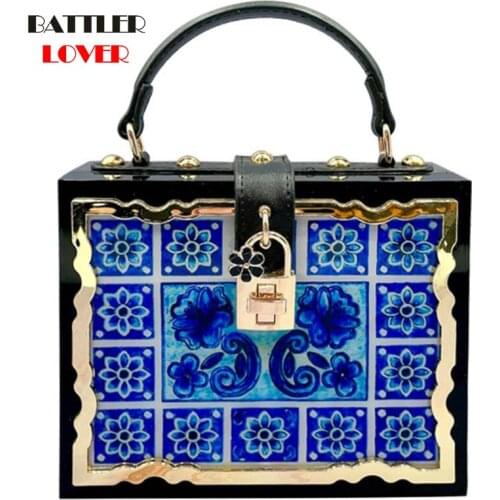 Women New Acrylic Handbags Flower Lock Design Shoulder Bags For Female Frame Crossbody Flaps Lady Luxury Brand Sequined Satchels