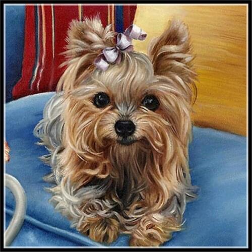 Animal Yorkshireterrier Dog Cross Stitch Full Kit Embroidery Handicraft Handmade Craft Painting Room Decor Package Wholesale