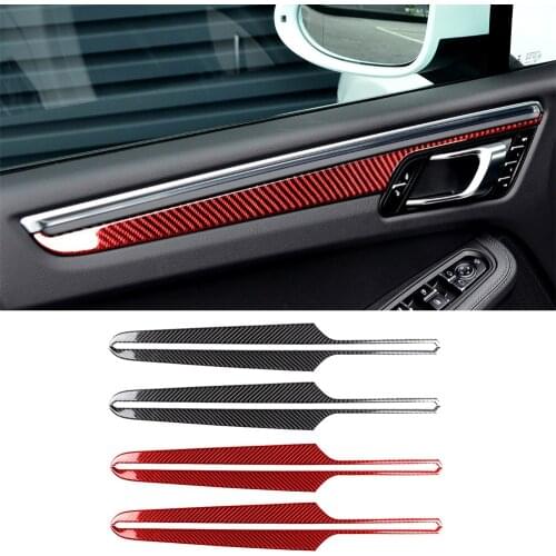 Fit For Porsche Macan 2014-2021 Real Carbon Fiber Interior Door Panel Cover Decoration Trim 4PCS Car Accessories