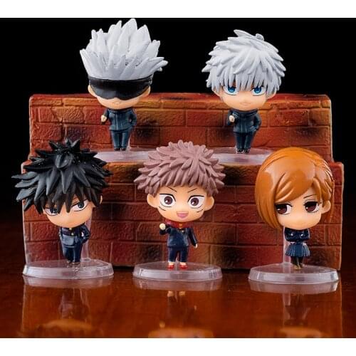 5pcs Japan Anime Jujutsu Kaisen PVC Action Figure Gojo Satoru Itadori Yuji Fushiguro Megumi Kugisaki Nobara Figurine Model Toys