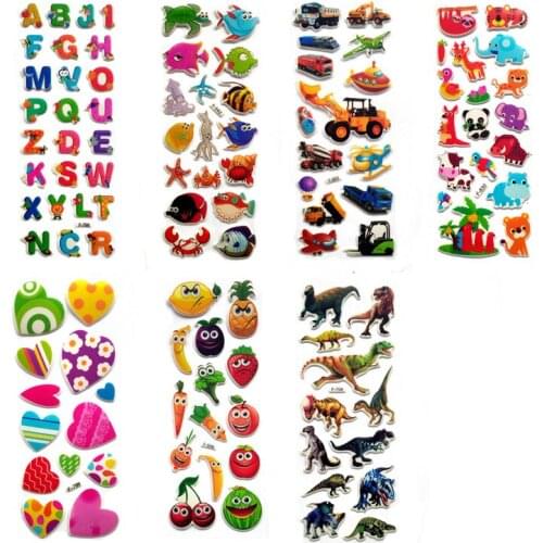 7 Sheets 3d Sticker Laptop Refrigerator Stickers Cartoon Luggage Decal Children Cartoon Sticker Random Color Kids Gifts