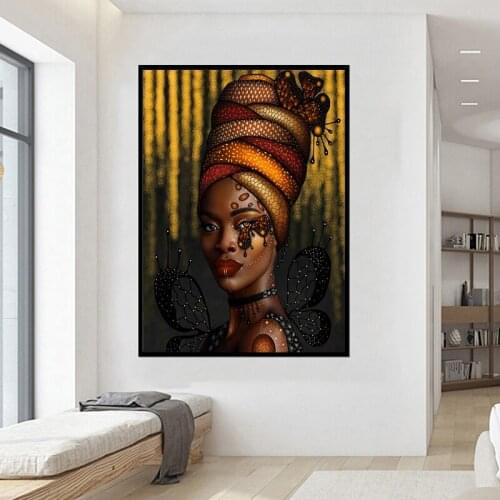 African Sexy Woman Art Canvas Figure Painting Beauty Makeup Girl Wall Art Posters and Prints Picture Home Decor