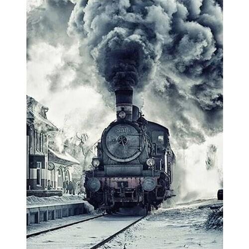 Diamond Painting Mechanical Steam Train Wall Sticker 5D DIY Mosaic Embroidery Round Square Home Decoration Rhinestone Set Gift