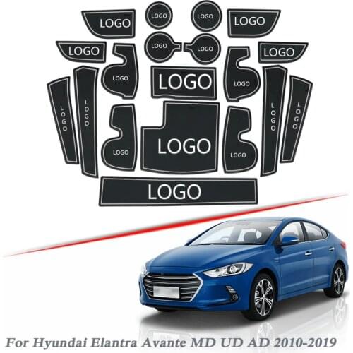 Brand LOGO Car Styling For Hyundai Elantra Avante MD UD AD 2010-2019 Gate slot pad Interior Door Groove Mat Non-slip dust Mat