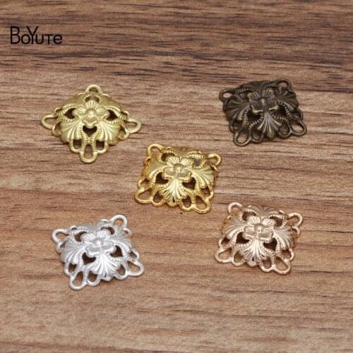 BoYuTe (100 Pieces/Lot) 14MM Silver Gold Bronze Metal Brass Filigree Flower Embellishment Findings