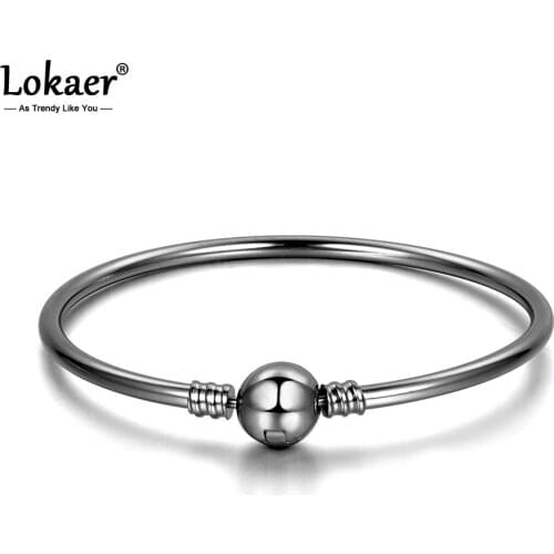 Lokaer Neo-Gothic Style Round Buckle Bracelets Fashion Diy Charm Beads Bracelet Bangle Jewelry For Women Girls Pulseira PABR502