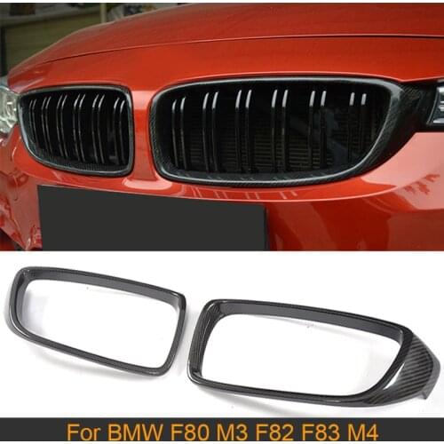 Car Front Grill Grille Covers for BMW F80 M3 F82 F83 M4 Sedan Convertible Coupe 2D 4D 2014-2019 Carbon Fiber Front Middle Grill