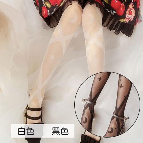 Lolita Xingyue intertwined Series Stockings Thin Lolita Teen Girls Student Sweet White Black Thigh socks Over Knee socks Cosplay