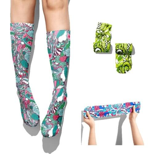 Color Flower Stripe Cotton Women Socks Harajuku Funny Casual Novelty Breathable Socks Summer Fall High Ankle Girl Socks Female