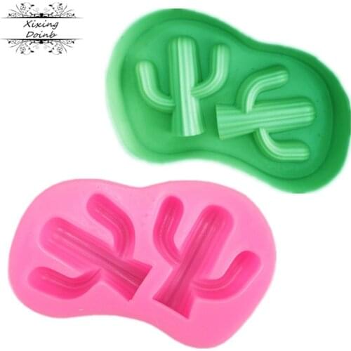 Two-hole Cactus Tree Shape DIY Gypsum Perfume Mold Aromatherapy Wax Mold Car Cake Baking Tool Silicone Concrete Molds