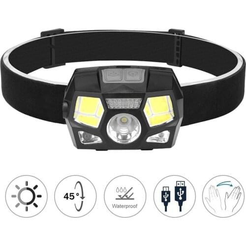 Lamp Light New Cob Led Outdoor Rechargeable Led Headlamp Motion Sensor Head Lamp Work Light Headlight Flashlight Torch Camping