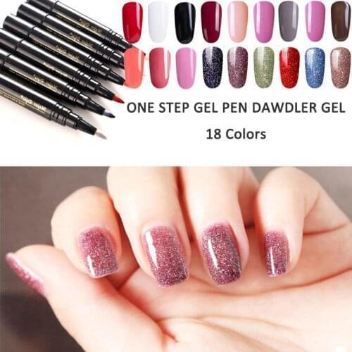 One Step Nail Gel Polish Nail Brush Pen Do Not Need Base Top Coat LED Uv Lamp Gel Lacquer Nail Art Decoration 3 In 1
