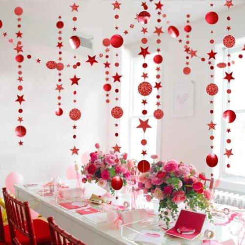 4m Round Disc Stars Garland Ornament Hanging Banner Bunting Birthday Party Decor
