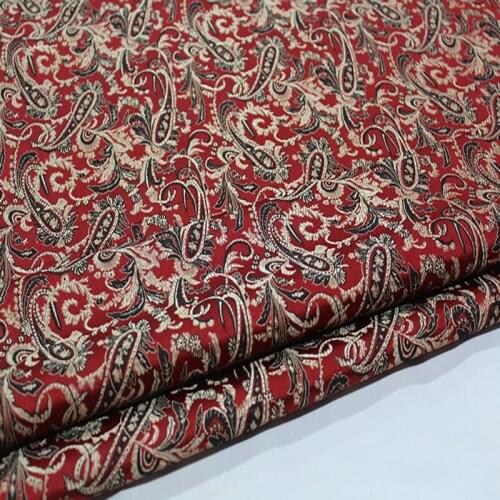 HLQON brocade yarn dyed red black fabric patchwork felt tissue telas bed sheet cheongsam dress children coat cloth 75cm width