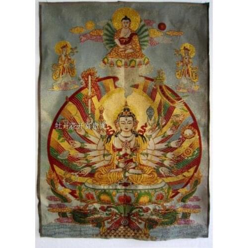 Chinese collection Thangka embroidery Thousand-hand Bodhisattva diagram