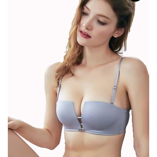 Fashion Deep U Back Closure Bra small chest gathered Push Up bra Adjustable Seamless Elegant Women Bra