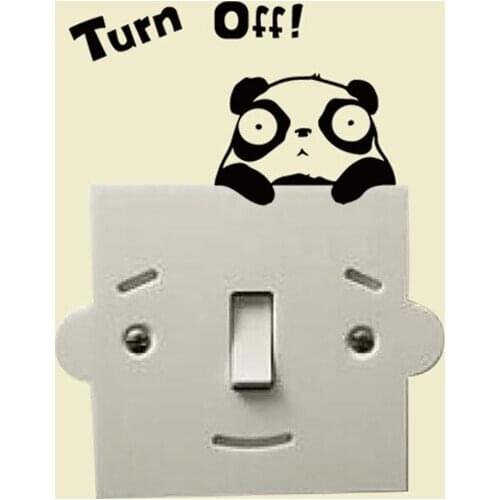 Cartoon Creative Panda Wall Decal Stickers Turn off Words Decorative Switch Panel Stickers 10x17cm 2pcs CP0425