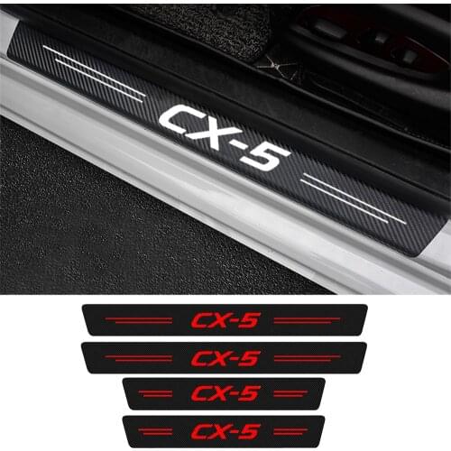4Pcs Car Scuff Plate Door Threshold Sill Stickers For Mazda CX-5 CX5 KE KF 2021 2020 2019 2018 2017 2016 - 2012 Auto Logo Covers