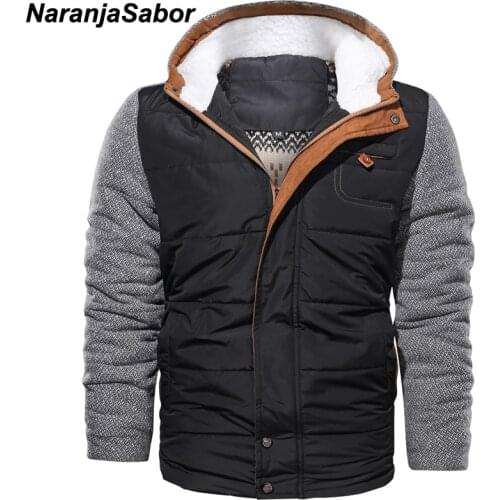 NaranjaSabor 2020 New Winter Mens Warm Parkas Thick Fleece Cotton Coat Slim Male Jackets Hooded Coats Mens Brand Clothing N500