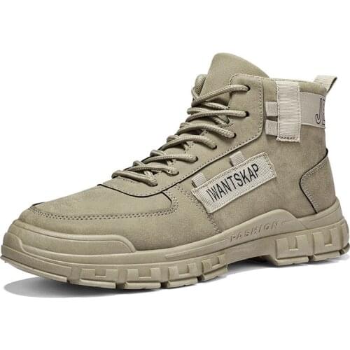 2021 Autumn Winter New Fashion High-quality Yuppie Mens Boots Breathable Round Toe Lace-up Casual Outdoor Boots with Platform