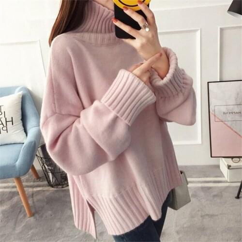 Autumn Winter Fashion Turtleneck Sweater Women Korean Long Sleeve Knitted Sweaters Pullover Tops Student Loose Pull Femme G791