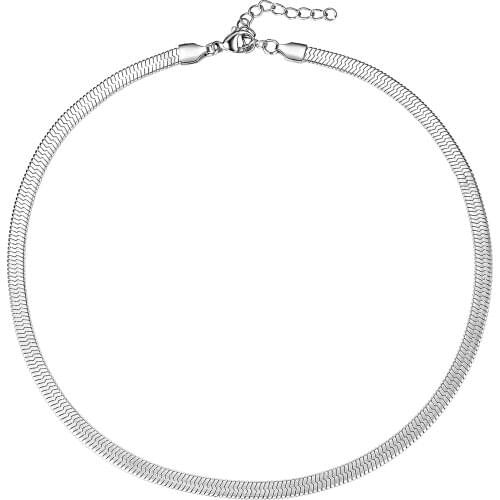 3mm Stainless Steel Flat Necklace Waterproof Filmy Snake Chain Men And Women Gift Jewelry