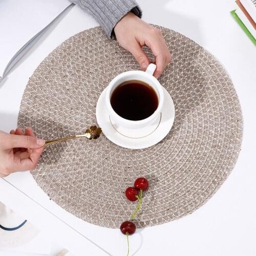 Hollow Round Woven Placemat Waterproof Heat Insulation Dining Table Mat Non-Slip Tableware Bowl Pads Drink Cup Coaster
