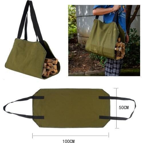 Firewood Storage Bag Canvas Wood Carrier Match Storage Pouch Portable Outdoor Camping Firewood Log Carry Totes