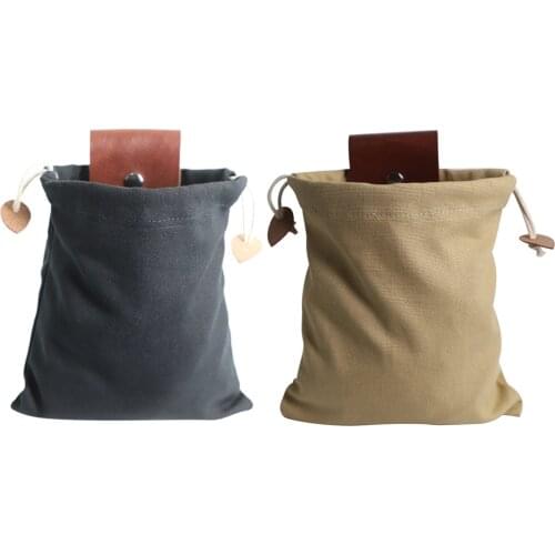 Leather and Canvas Bushcraft Bag, Canvas Foraging Pouch for Hiking, Treasures & Seashells, Easy Looping Around Belts