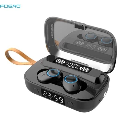 FDGAO TWS Bluetooth Earphone Wireless Headphone Stereo Headset Sport In-ear Earbuds Microphone With Charging Box For Smartphone