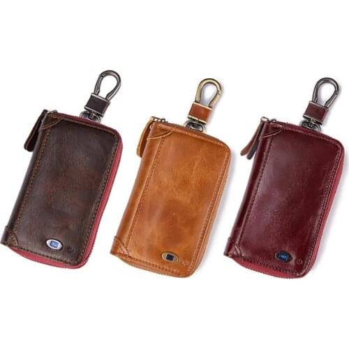 Smart Anti-Lost Car Key Wallet Genuine Leather Key Wallets Men & Women Car Key Bag Multi Function Key Case