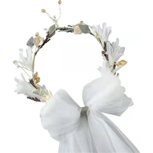 Wedding White Elegant Handmade Bridal Flower Headwear Wedding Hair Wreath Girls Flower Headband Hair Accessories