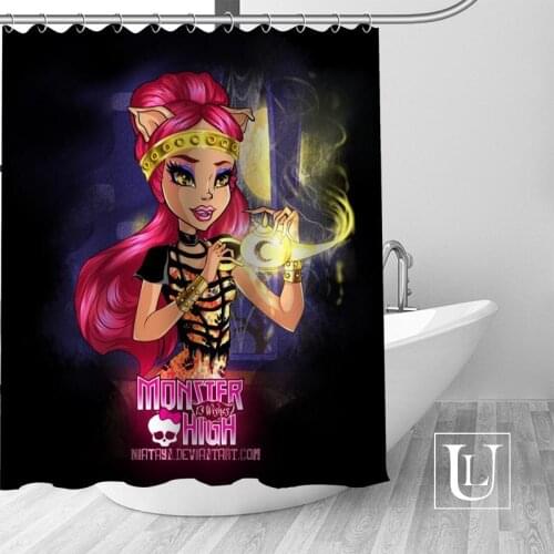 High Quality Custom Monster High Shower Curtain Polyester Fabric Bathroom Curtain Hooks Mildew Resistant Bathroom Decor
