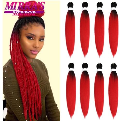 Mirra’s Mirror 8pcs Pre Stretched Braiding Hair Professional Itch Free Synthetic Fiber Braids Yaki Texture Hair
