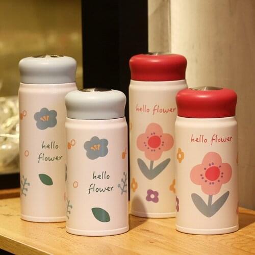 Female Water bottle Double wall Stainles Steel Water bottle Vacuum Flask Straight Cup skinny tumbler With tea compartment