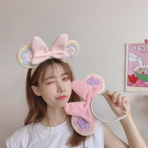 Embroidery Flower Sequin Mouse Ears Headband Minnie Hair Bows Charactor For Women Festival Hairband Girls Hair Accessories Party