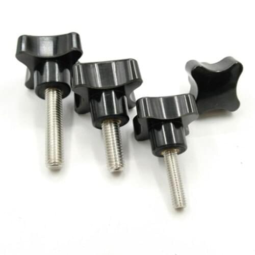 1pcs M8 Four-star handle plus knob Cross type bakelite Hand screw handles 304 stainless steel 15mm-100mm Length