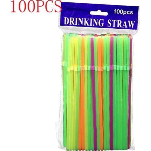 100 Pcs Disposable Plastic Drinking Straws Multi-Colored Striped Bendable Elbow Straws Party Event Alike Supplies Color Random
