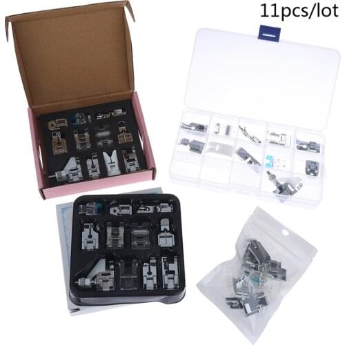 11pcs/set Sewing Machine Accessories Presser Foot Spare Kit Hem Snap On Feet
