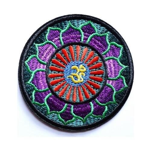 YOGA Aum om infinity hindu indian LOTUS retro hippie Iron On patch (Size is about 7.7 cm)